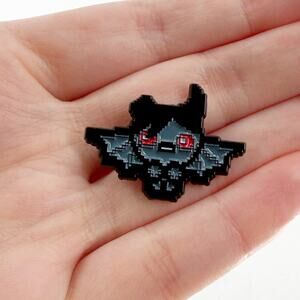 Pixel Bat Enamel Pin Retro 8 Bit Gothic Gaming Halloween Lapel Badge